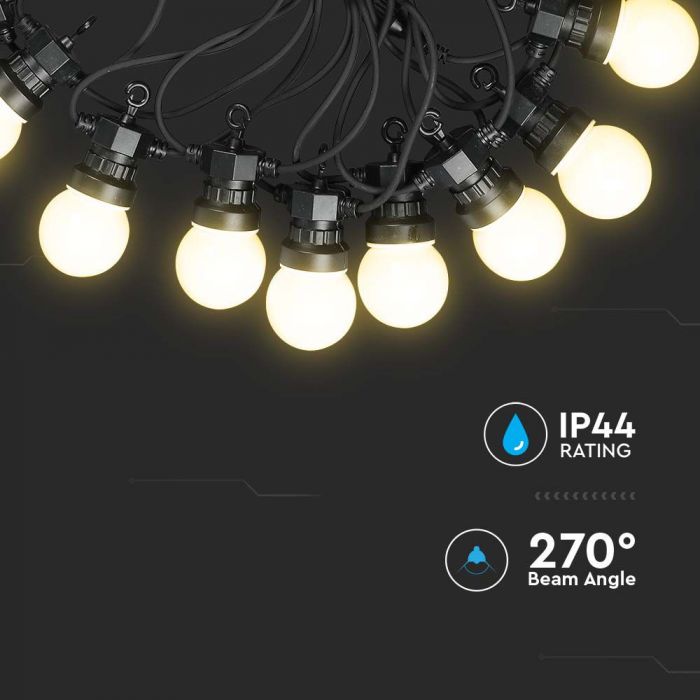 LED STRING LIGHT 10M WITH EURO PLUG + 20 x0.5W WW 960lm LAMPS