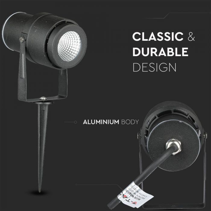 LED GARDEN SPIKE ALUMINIUM 12W WW 880lm 73X255 BLACK IP65