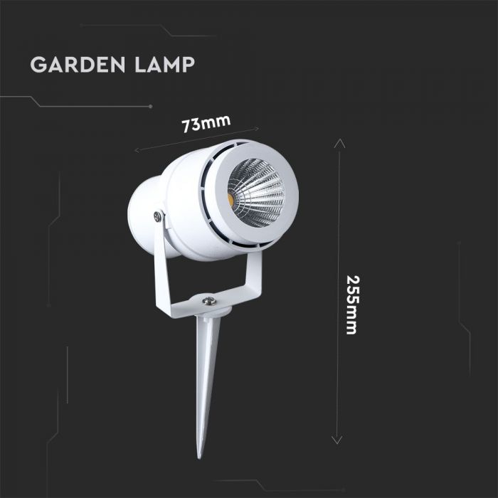 LED GARDEN SPIKE ALUMINIUM 12W DL 970lm 73X255 WHITE IP65