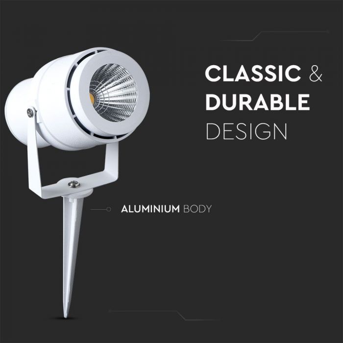 LED GARDEN SPIKE ALUMINIUM 12W DL 970lm 73X255 WHITE IP65