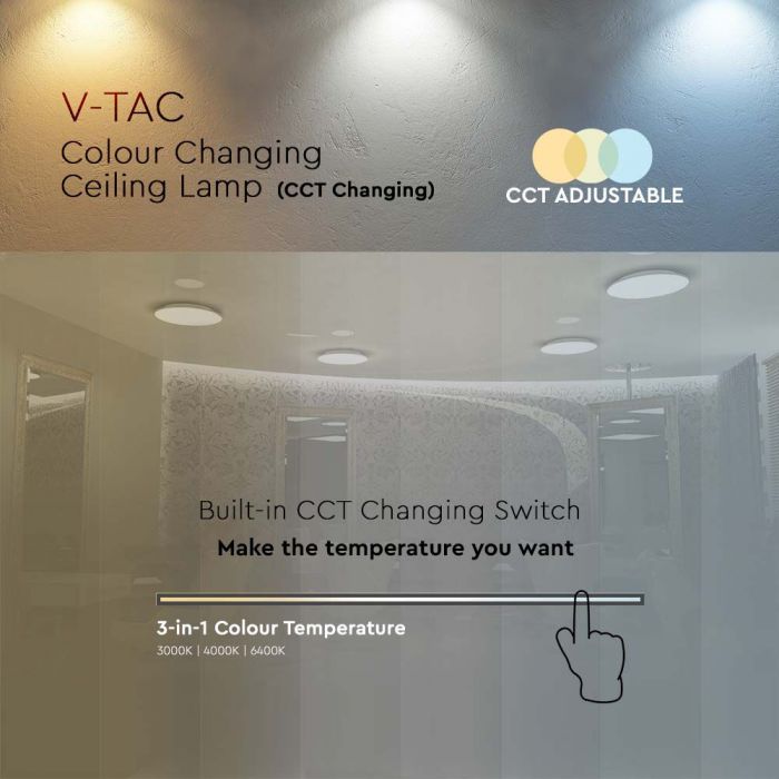 LED DOME LIGHT CCT CHANGING SWITCH 36W 3900lm 360° 500X80 MILKY