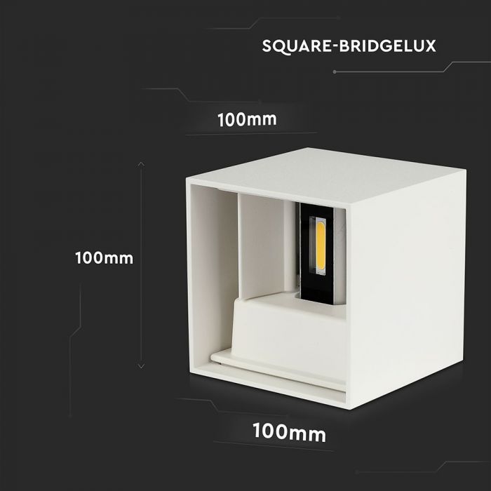 LED WALL LIGHT ALUMINIUM SQUARE 11W WW 1360lm 120° 10X10X10 WHITE IP65