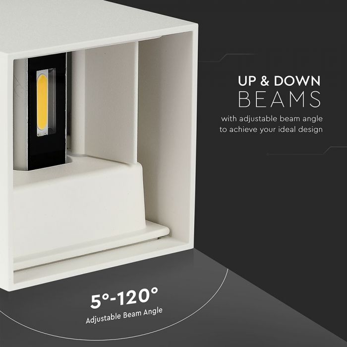 LED WALL LIGHT ALUMINIUM SQUARE 11W WW 1360lm 120° 10X10X10 WHITE IP65
