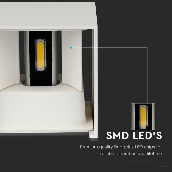 LED WALL LIGHT ALUMINIUM SQUARE 11W WW 1360lm 120° 10X10X10 WHITE IP65