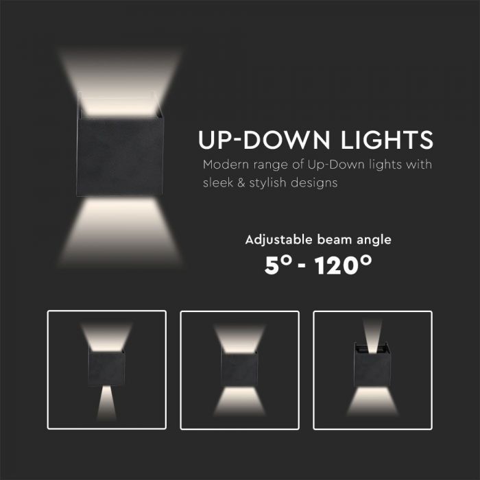 LED WALL LIGHT ALUMINIUM SQUARE 11W DL 1360Lm 120° 10X10X10 BLACK IP65