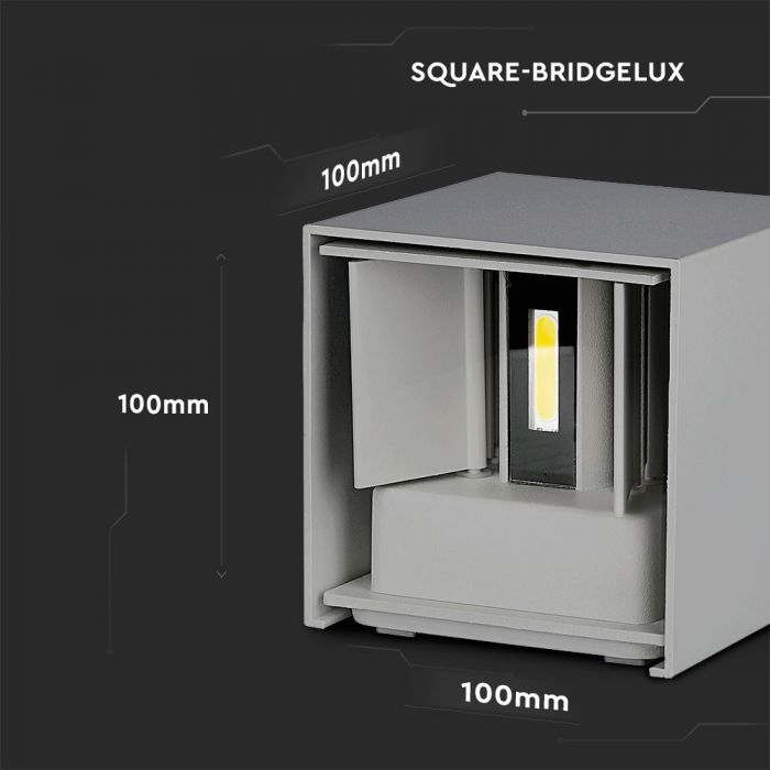 LED WALL LIGHT ALUMINIUM SQUARE 11W WW 1360Lm 120° 10X10X10 GREY IP65