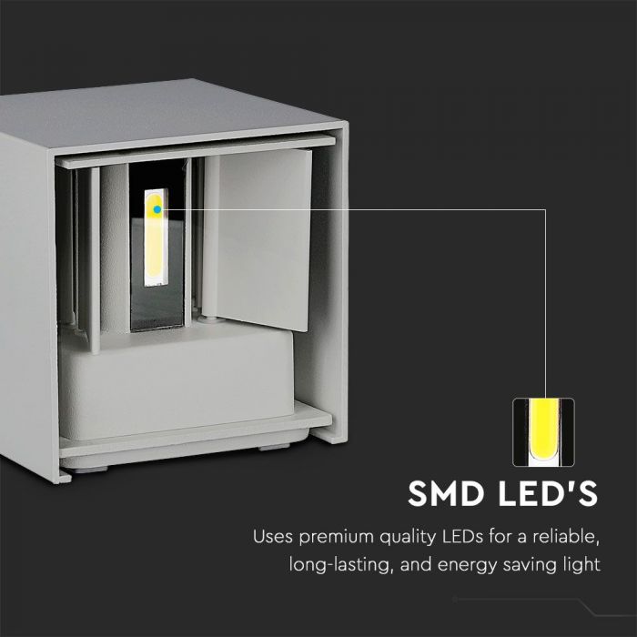 LED WALL LIGHT ALUMINIUM SQUARE 11W WW 1360Lm 120° 10X10X10 GREY IP65