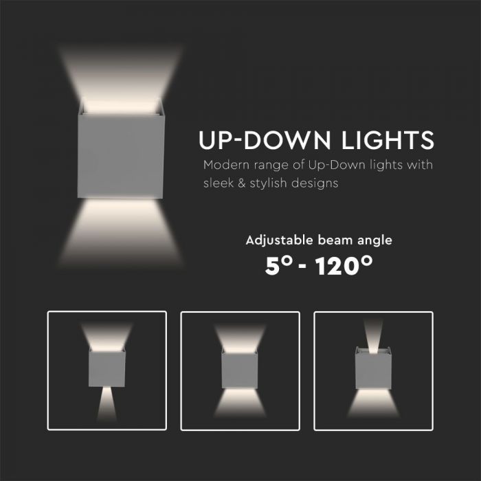 LED WALL LIGHT ALUMINIUM SQUARE 11W DL 1360lm 120° 10X10X10 GREY IP65