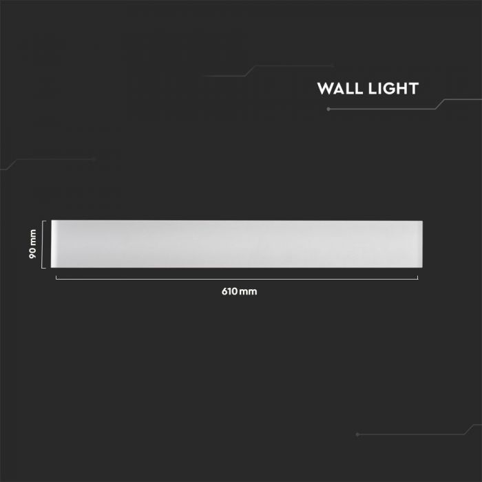 LED WALL LIGHT ALUMINIUM 20W DL 2470lm 150° 610X90X35 WHITE IP44