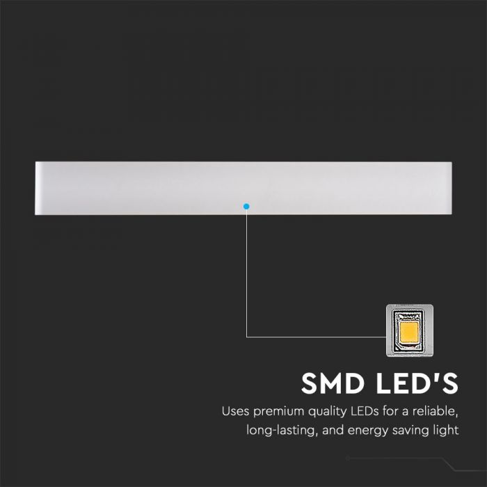 LED WALL LIGHT ALUMINIUM 20W DL 2470lm 150° 610X90X35 WHITE IP44