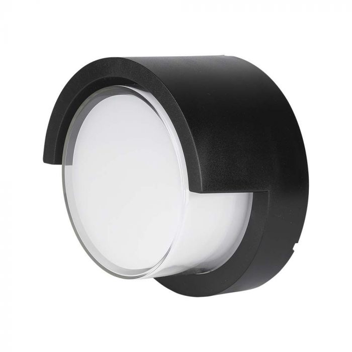 LED WALL LIGHT ROUND WITH CAP COVER 7W WW 610lm 110° 133X67 PC BLACK IP65