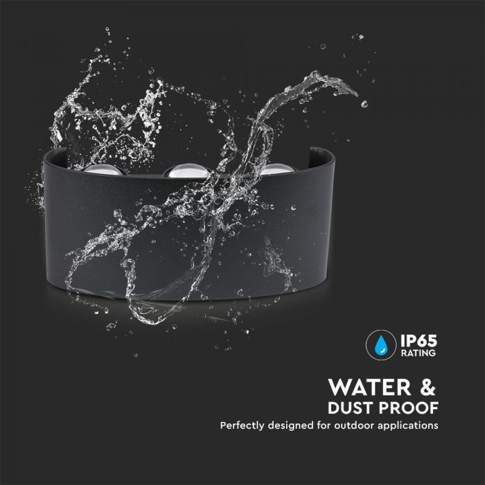 LED WALL LIGHT ALUMINIUM 5W WW 630lm 150° 170X40X80 SAND BLACK IP54