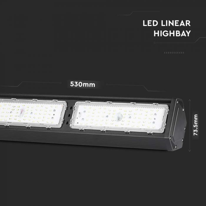 LED LINEAR HIGHBAY 100W CW 120° 12000lm 537X130X96 IP54 IK07 BLACK SAMSUNG CHIP