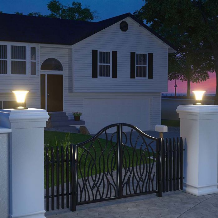 LED SOLAR PILAR LIGHT 15W CW+DL 2200Lm 257x217mm BLACK IP65
