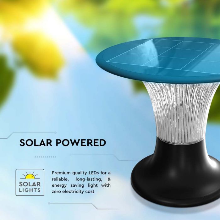 LED SOLAR PILAR LIGHT 15W CW+DL 2200Lm 257x217mm BLACK IP65