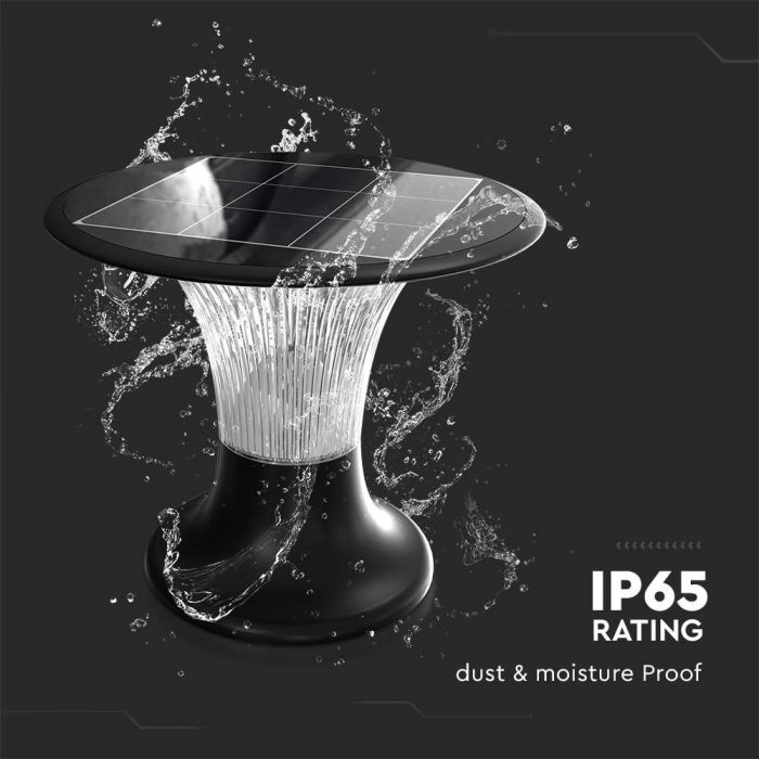 LED SOLAR PILAR LIGHT 15W CW+DL 2200Lm 257x217mm BLACK IP65