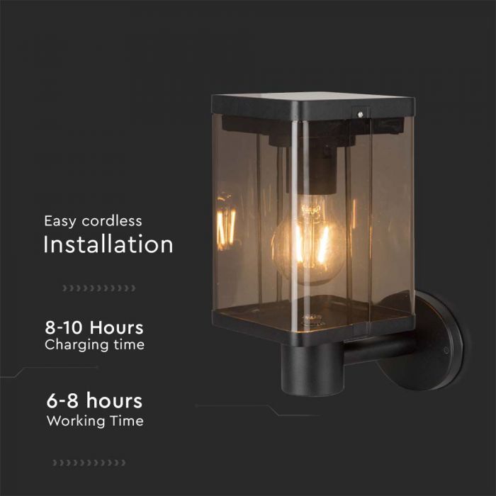 LED SOLAR WALL LAMP E27 WITH MICROWAVE SENSOR 2.5W WW 150lm
