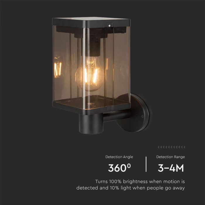 LED SOLAR WALL LAMP E27 WITH MICROWAVE SENSOR 2.5W WW 150lm