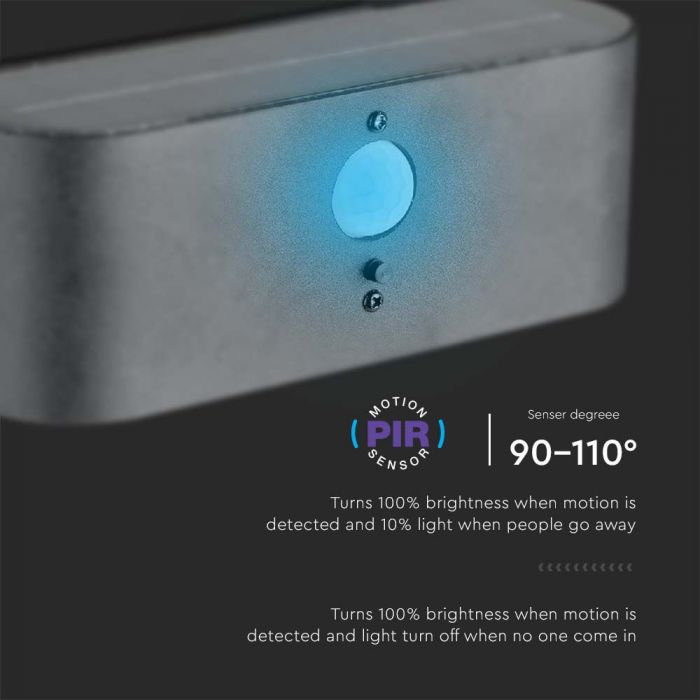 LED SOLAR WALL LAMP SMD WITH PIR SENSOR 505W WW 100lm 181x91x66mm BLACK IP54