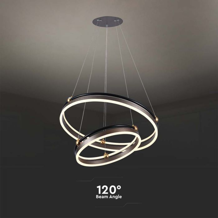 LED PENDANT LIGHT DOUBLE RING 50W 5850lm WW 625x1100mm COFFEE