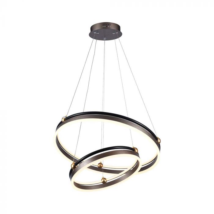 LED PENDANT LIGHT DOUBLE RING 50W 5850lm WW 625x1100mm COFFEE