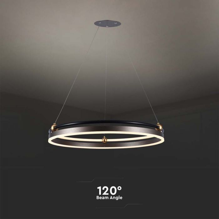 LED PENDANT LIGHT SINGLE RING 30W 3600lm WW 625x1100mm COFFEE