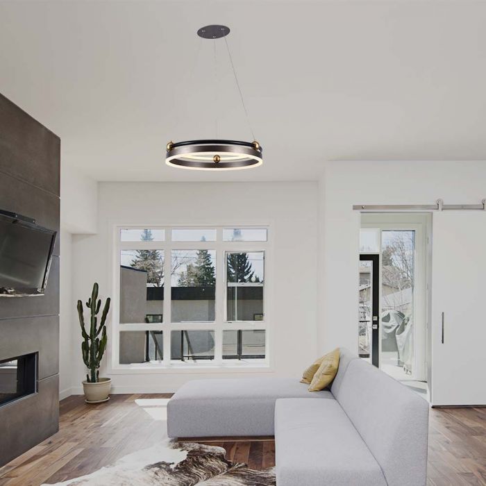 LED PENDANT LIGHT SINGLE RING 20W 2400lm WW 425x1100mm COFFEE