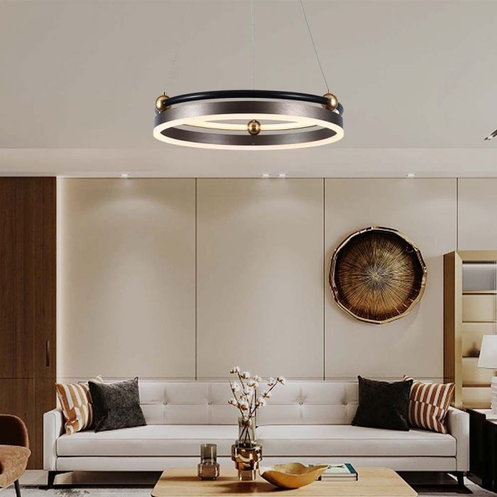 LED PENDANT LIGHT SINGLE RING 20W 2400lm WW 425x1100mm COFFEE