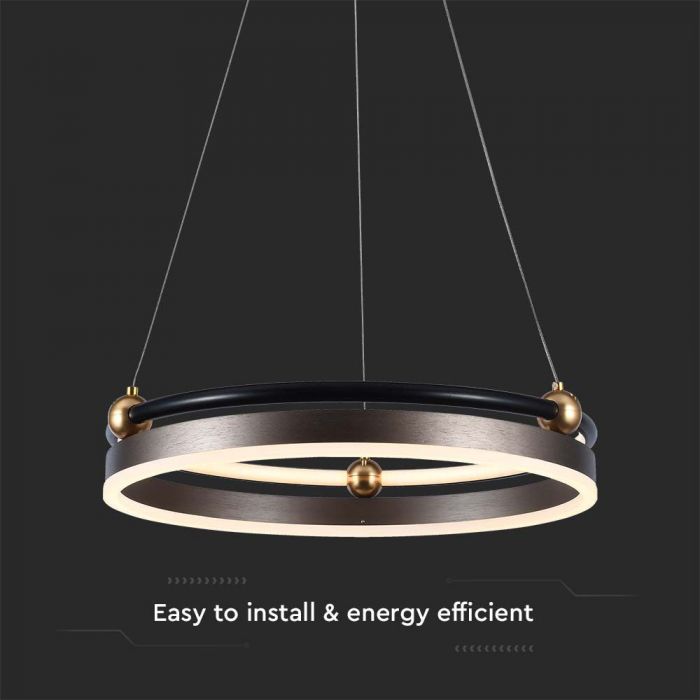 LED PENDANT LIGHT SINGLE RING 20W 2400lm WW 425x1100mm COFFEE