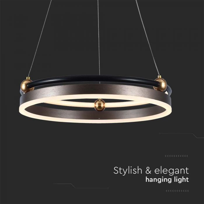 LED PENDANT LIGHT SINGLE RING 20W 2400lm WW 425x1100mm COFFEE