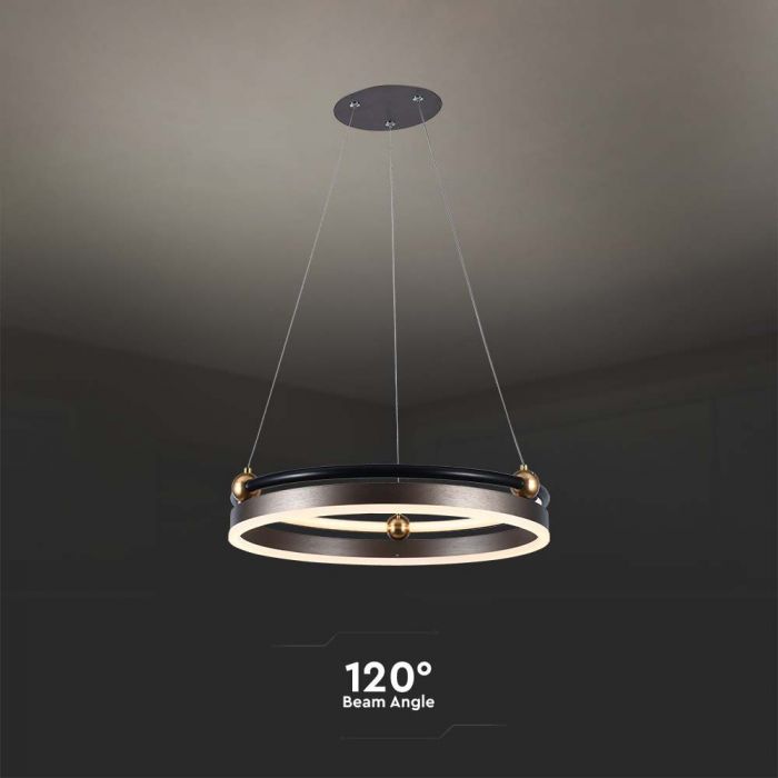 LED PENDANT LIGHT SINGLE RING 20W 2400lm WW 425x1100mm COFFEE