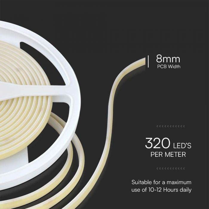LED STRIP COB LIGHT WW 840Lm 10W/M 5? 24V IP67