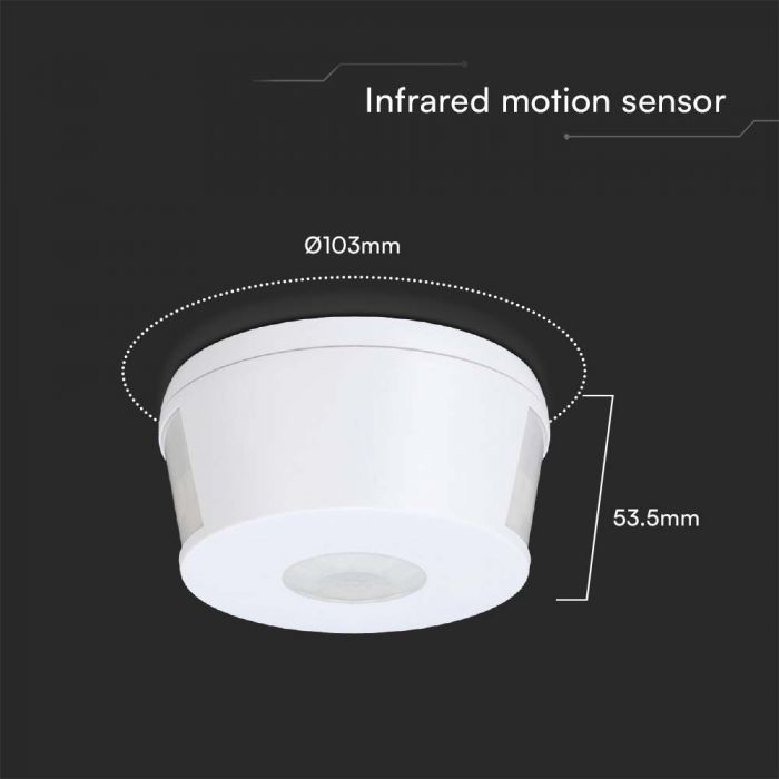 LED INFRARED MOTION SENSOR CEILING 360'D 30m 2000W Max 103x53.5mm WHITE IP20
