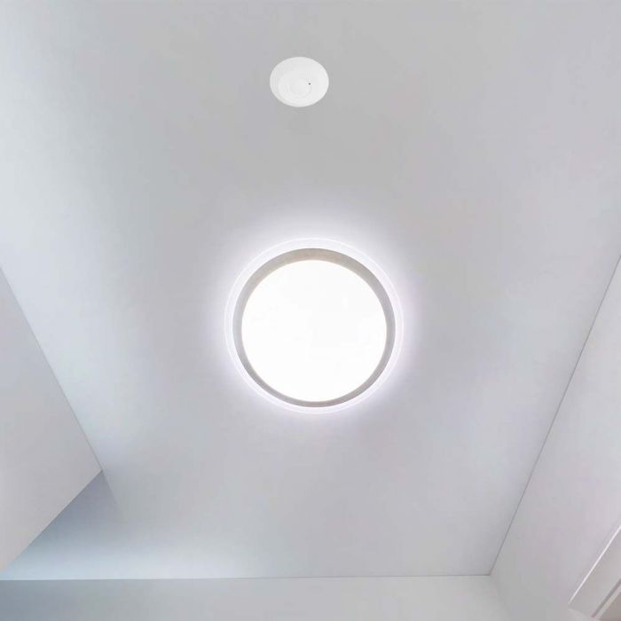 LED MICROWAVE MOTION SENSOR CEILING 360'D 1-8m(radius) adjustable 2000W Max 115x24.3mm WHITE IP20