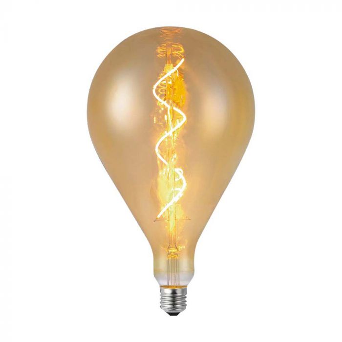 LED E27 FILAMENT SPIRAL LAMP A160 4W WW 250lm 300° 160x275mm AMBER GLASS