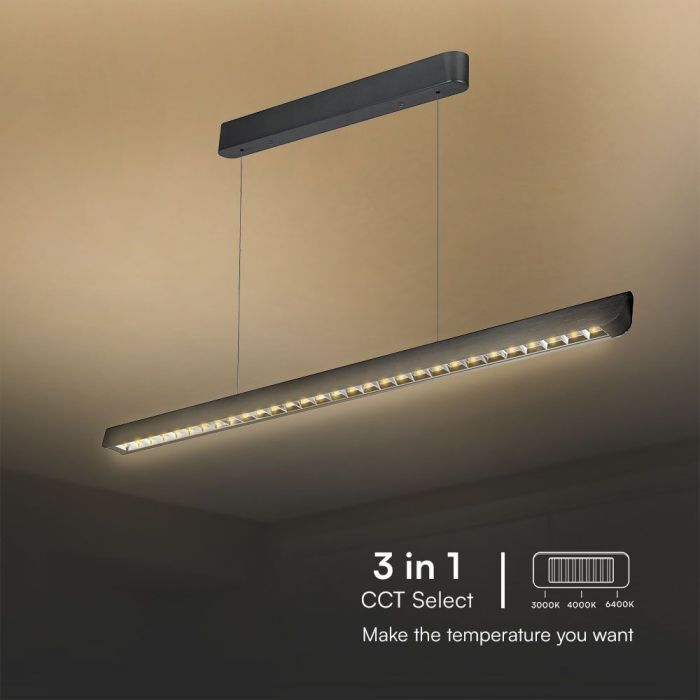 LED LINEAR HANGING LIGHT 36W 3IN1 2880lm 1227x50x60mm BLACK