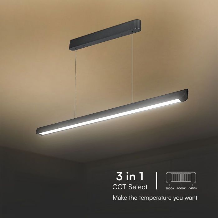 LED LINEAR HANGING LIGHT 36W 3IN1 2880lm 1227x50x60mm DIFF. PLATE TYPE BLACK
