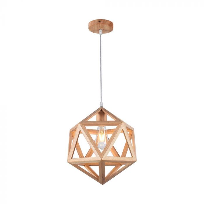 LED DESIGNER PENDANT LAMPHOLDER WOOD COLOUR BODY E27 300x300mm