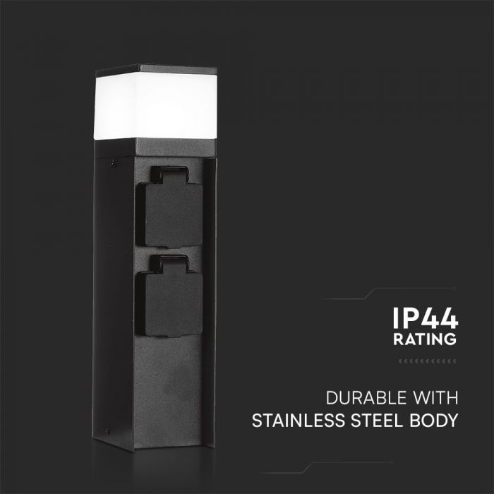 LED BOLLARD LIAMP WITH 2 WAY SOCKET G9 70x70x300mm BLACK IP44