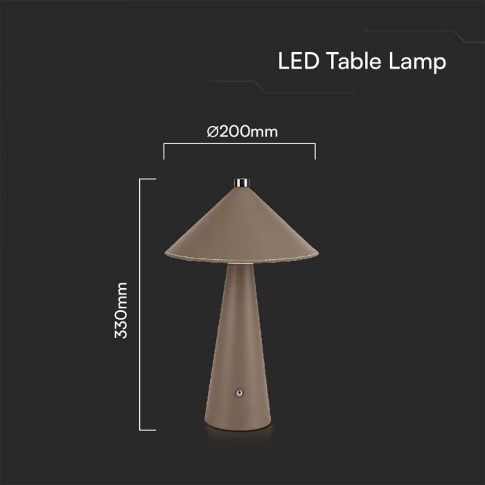 LED TABLE LAMP TOUCH DIMMABLE/RECHARGEABLE 3W 240lm 3IN1 200x330mm BROWN