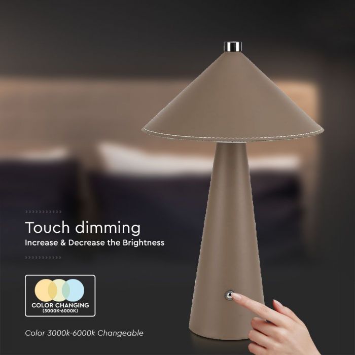 LED TABLE LAMP TOUCH DIMMABLE/RECHARGEABLE 3W 240lm 3IN1 200x330mm BROWN