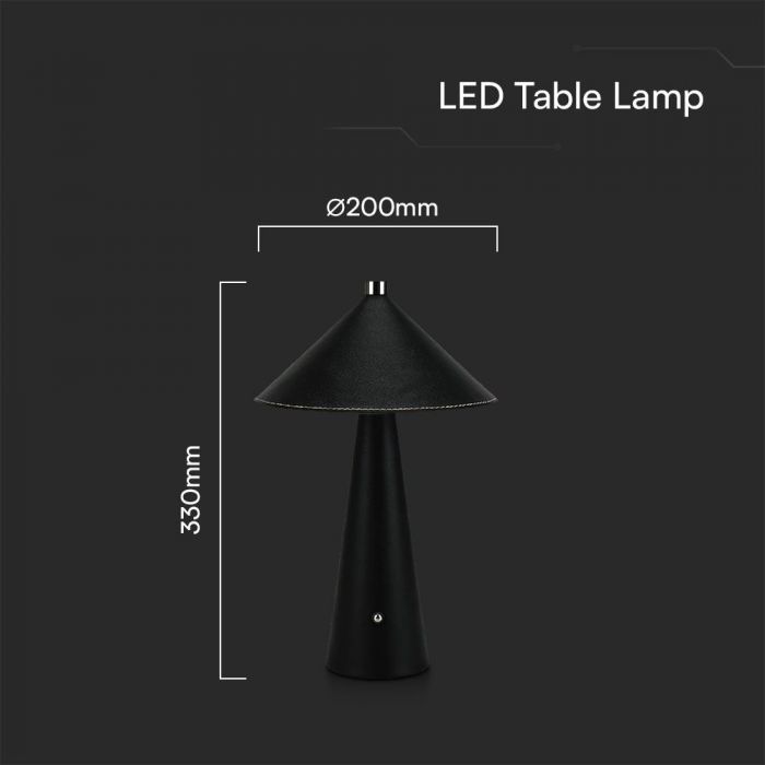 LED TABLE LAMP TOUCH DIMMABLE/RECHARGEABLE 3W 240lm 3IN1 200x330mm BLACK