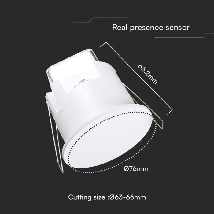 LED COB REAL PRESENCE SENSOR 3M RADIUS 76x66.2 mm (63x66mm) IP54 WHITE