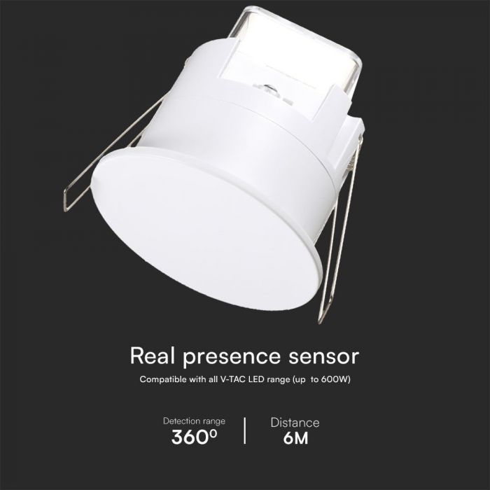 LED COB REAL PRESENCE SENSOR 3M RADIUS 76x66.2 mm (63x66mm) IP54 WHITE