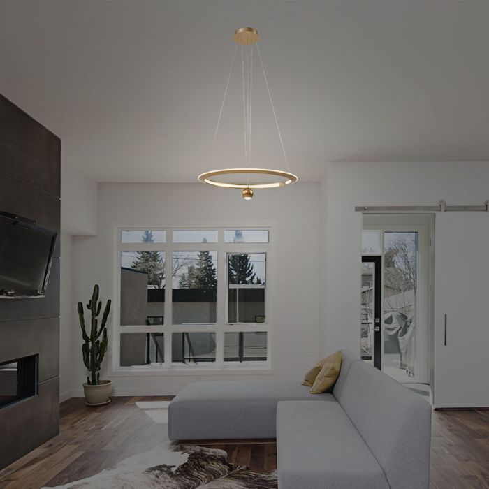 LED PENDANT LIGHT 45W WW 5500lm 120° 620x1200mm Brush Gold