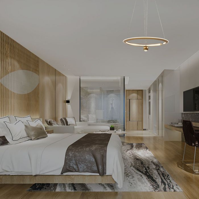 LED PENDANT LIGHT 45W WW 5500lm 120° 620x1200mm Brush Gold