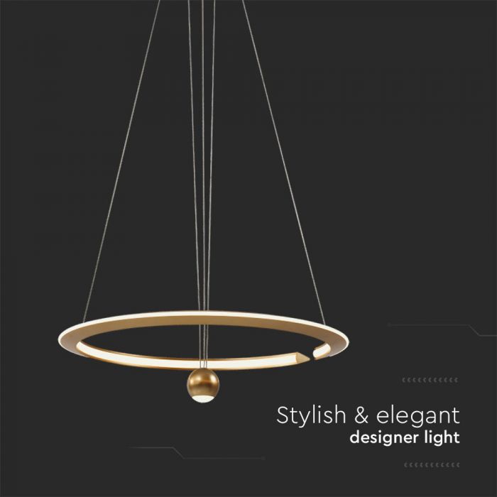 LED PENDANT LIGHT 45W WW 5500lm 120° 620x1200mm Brush Gold