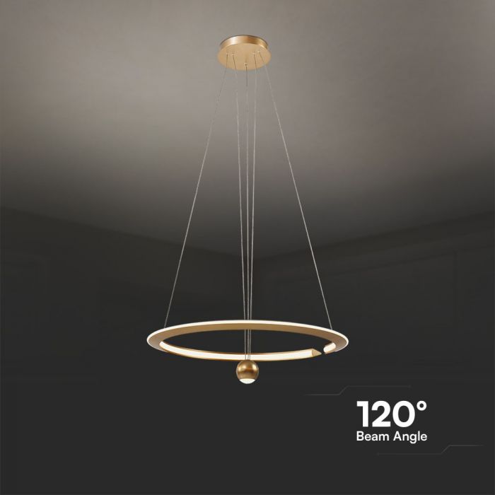 LED PENDANT LIGHT 45W WW 5500lm 120° 620x1200mm Brush Gold