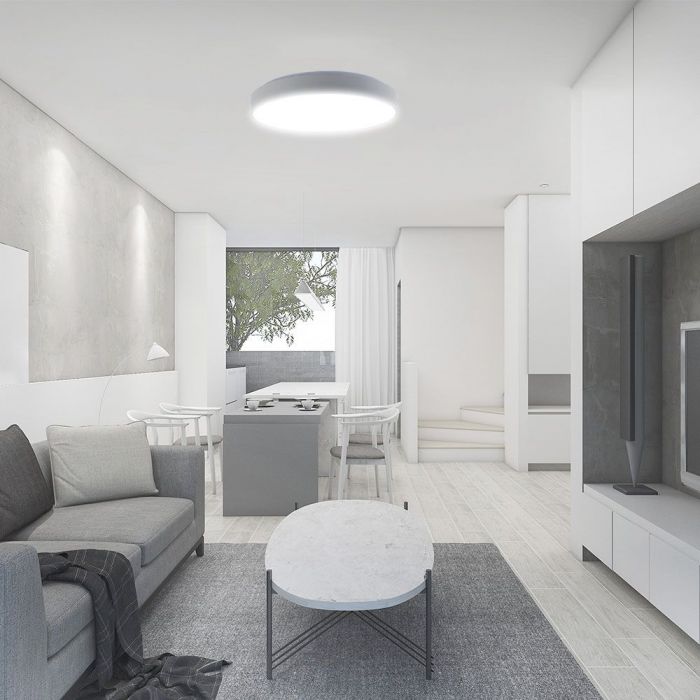LED DESIGNER Ceiling Light with Remote Control CCT Changing 30/60/30W 6000lm 360° 495x66mm DIMMABLE -ELEGANT WHITE