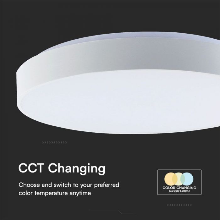 LED DESIGNER Ceiling Light with Remote Control CCT Changing 30/60/30W 6000lm 360° 495x66mm DIMMABLE -ELEGANT WHITE